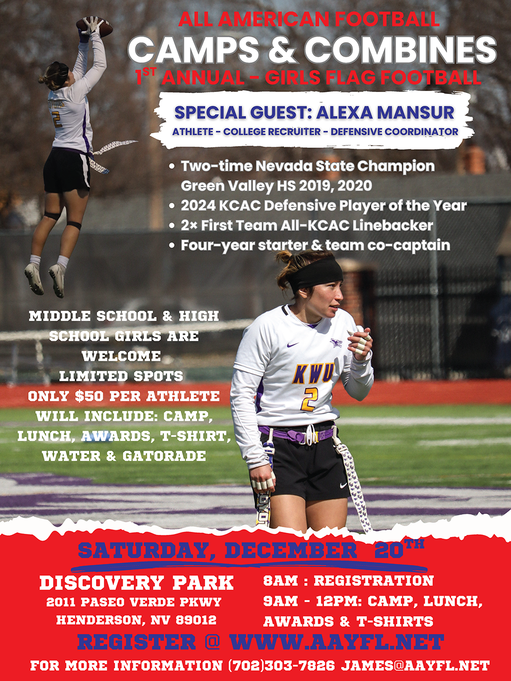 1st Annual All American Girls Flag Football Camp with Special Guest Alexa Mansur